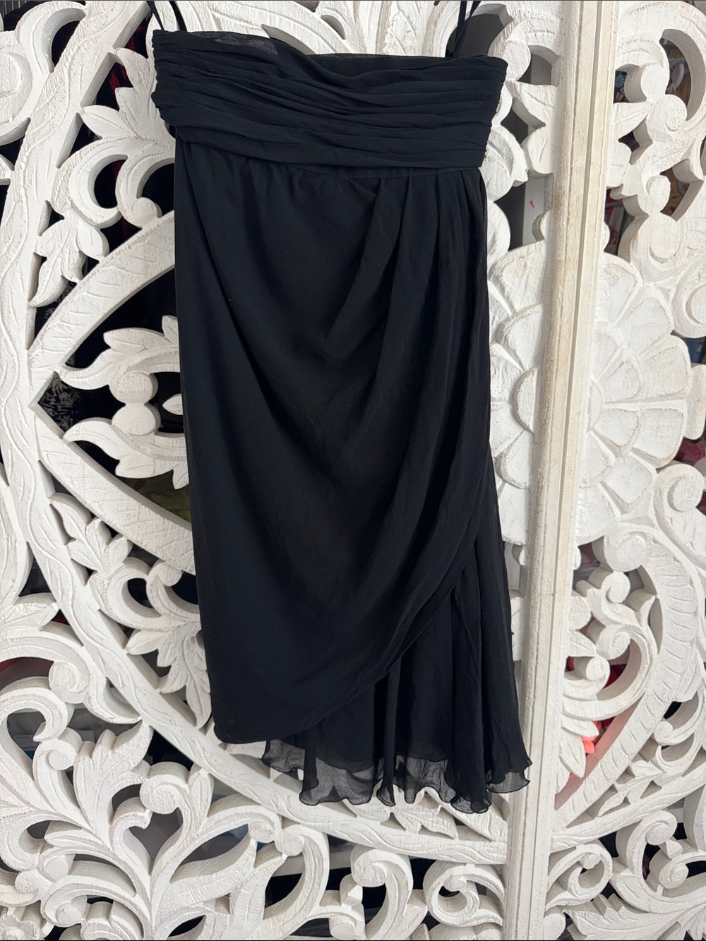 Vintage Chanel Boutique 100% Silk Draped Wrap Skirt Black